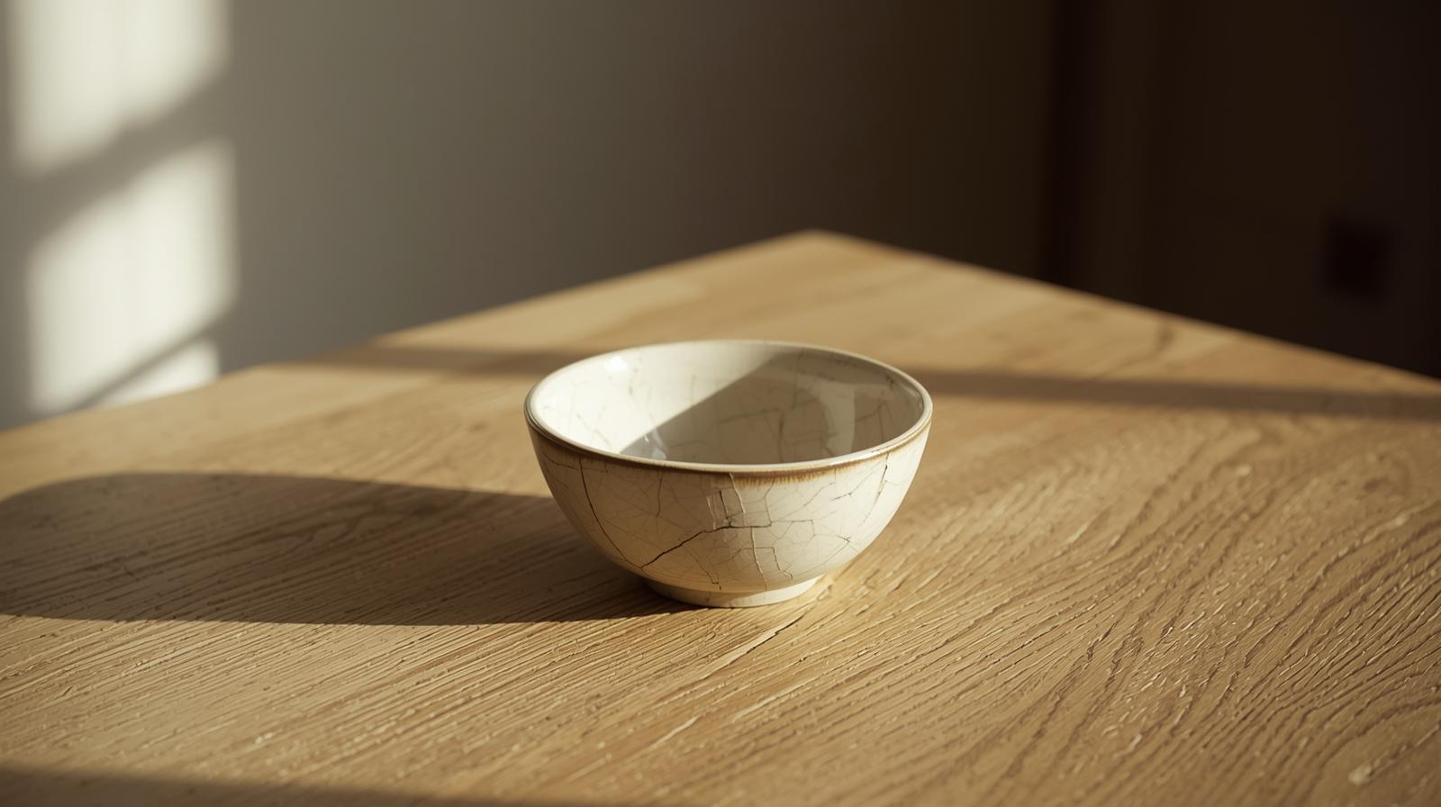 a cracked ceramic bowl symbolizing not getting over someone